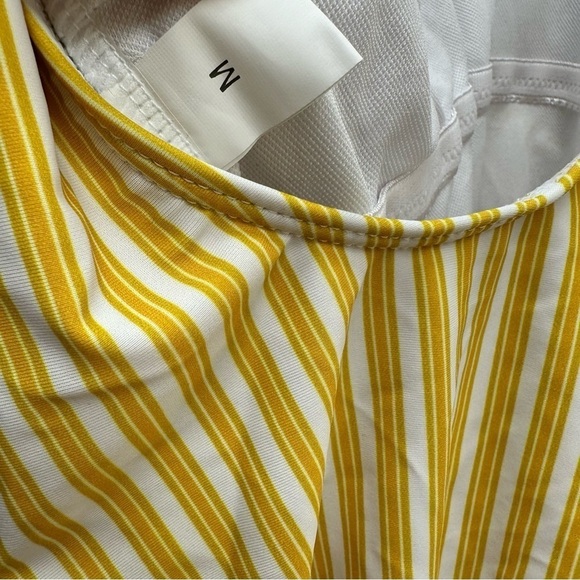 TEMPORTREK one piece swimsuit women’s medium NWT yellow striped - Picture 3 of 7